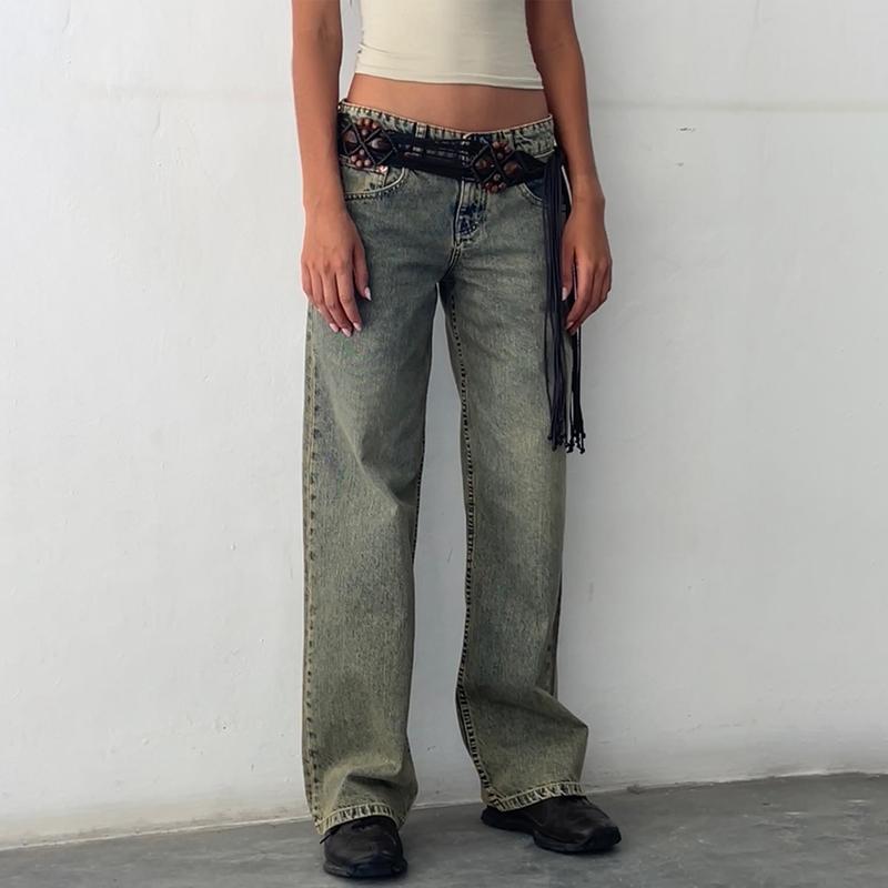 Product Introduction of Women Casual Low Rise Jeans Fashion Loose Straight Leg Denim Pants with Pockets for Summer Spring 38
