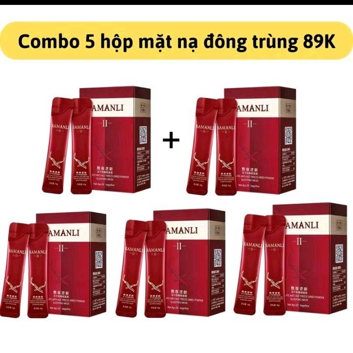 Combo 5 Hộp - Mặt Nạ Ngủ Đông Trùng Hạ Thảo Hộp 20 Gói Chống Lão Hóa, Mặt Nạ Ngủ Collagen Tái Tạo Phục Hồi Da Giảm Nếp Nhăn Trắng Da