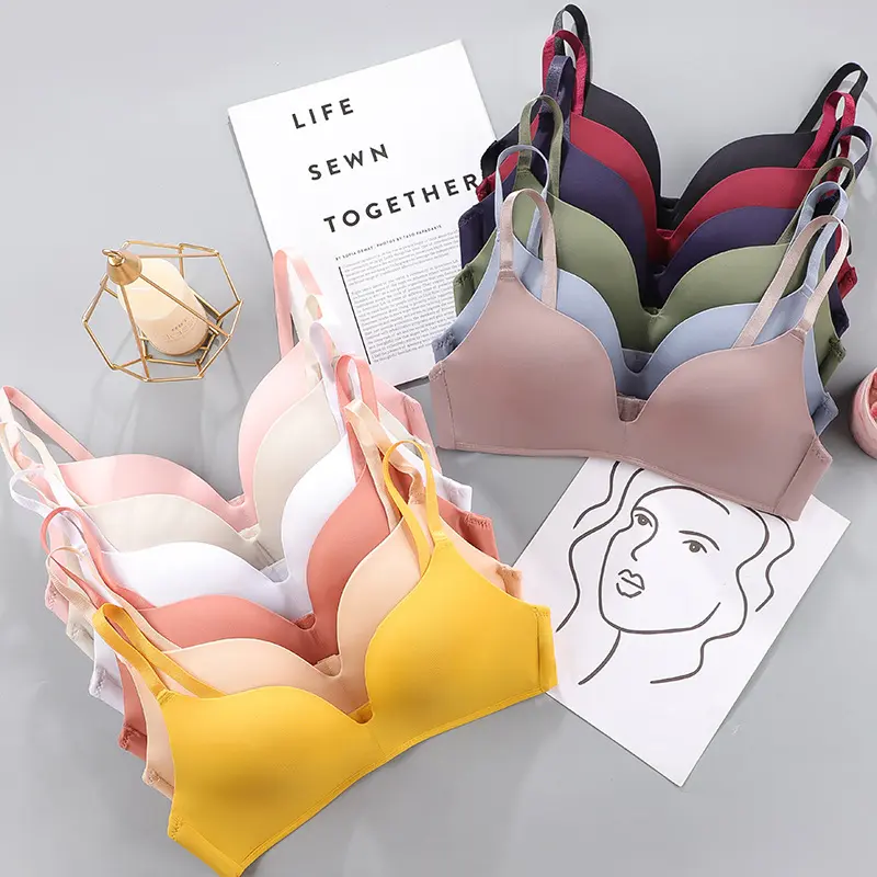 Japanese Style Thin Seamless Underwear Wireless Women's Bra Breathable Push up Student Girl Bra 12 Colors
