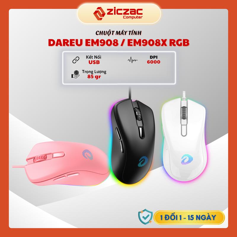Chuột gaming DareU EM908 EM908X RGB switch quang học kết nối USB - Chính hãng bảo hành 24 tháng