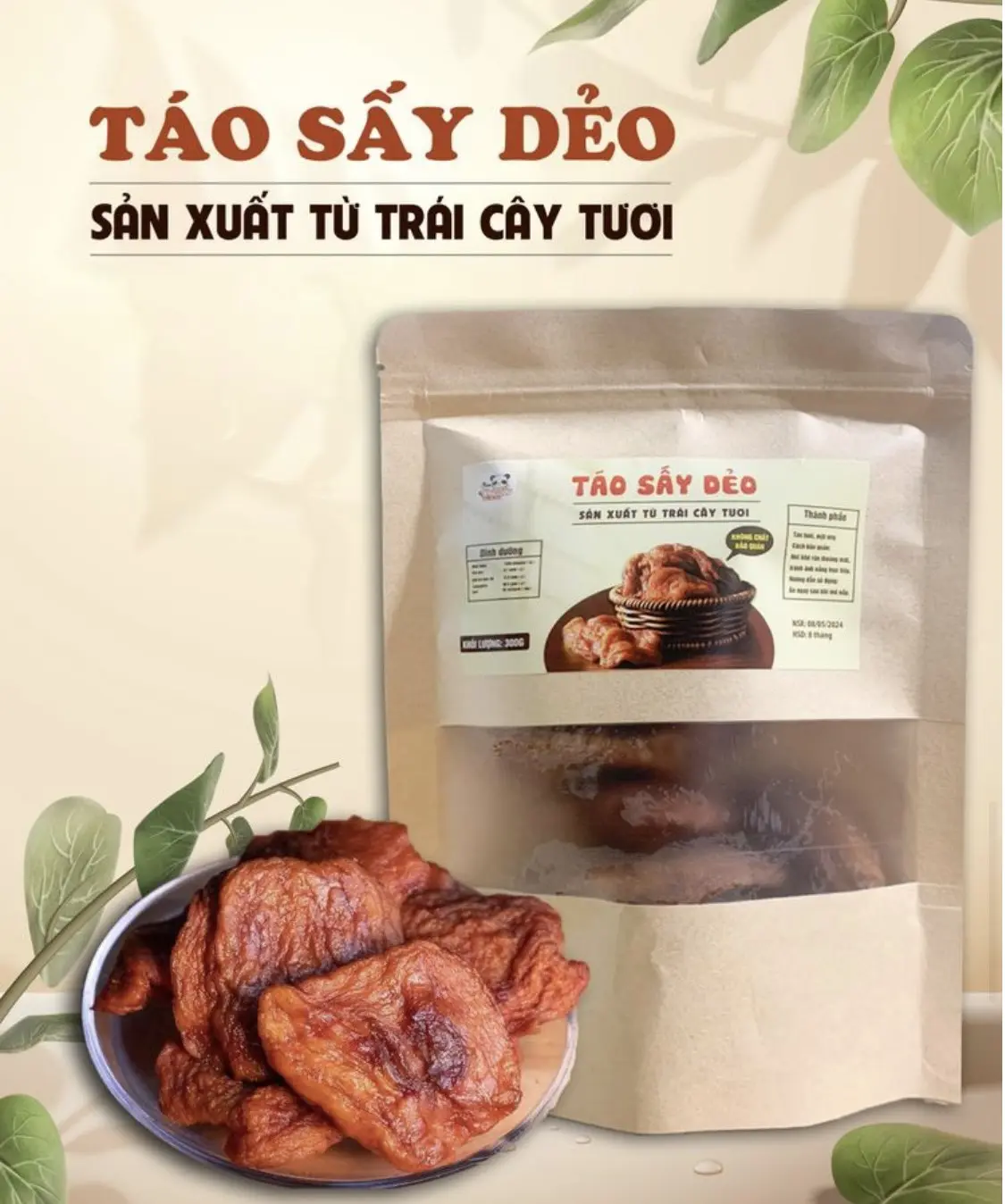 Táo Hấp Sấy Dẻo - Đồ Sấy Khô Nguyên Vị Snack Food Ăn Vặt