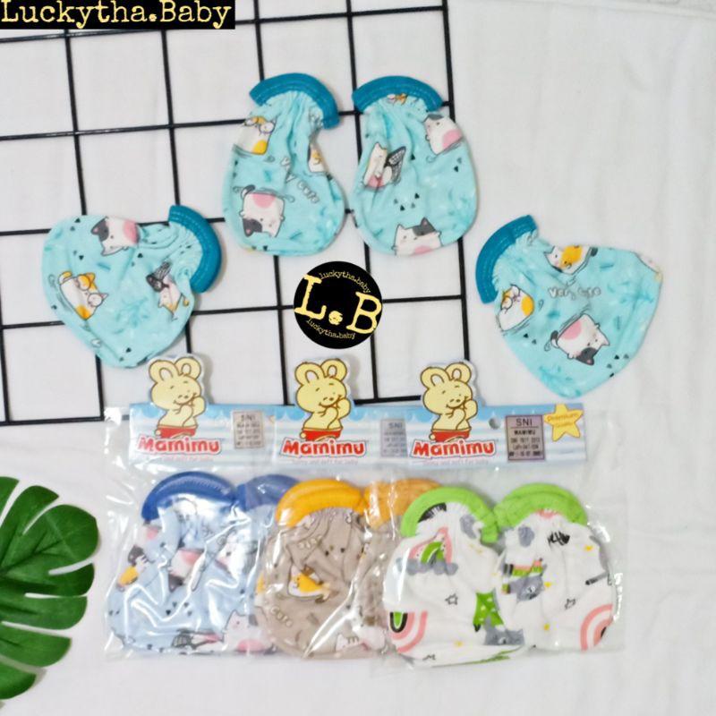 stk mamimu 3set_ sarung tangan & kaki bayi new born mamimu berkualitas karet super