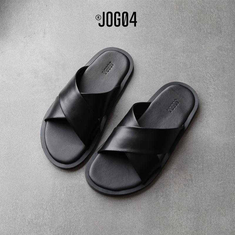 Dép da quai chéo JOG04 - thiết kế hiện đại  mặt bọc da êm ái   B1   