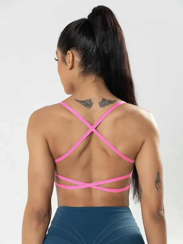 Sporty Women's  Criss Cross Back Sports Bra, Comfy Workout Clothes, Comfort Sports Lingerie Top, Clothing for Outdoor Wear, Womenswear for 2024 Spring Summer Valentine's Day 8