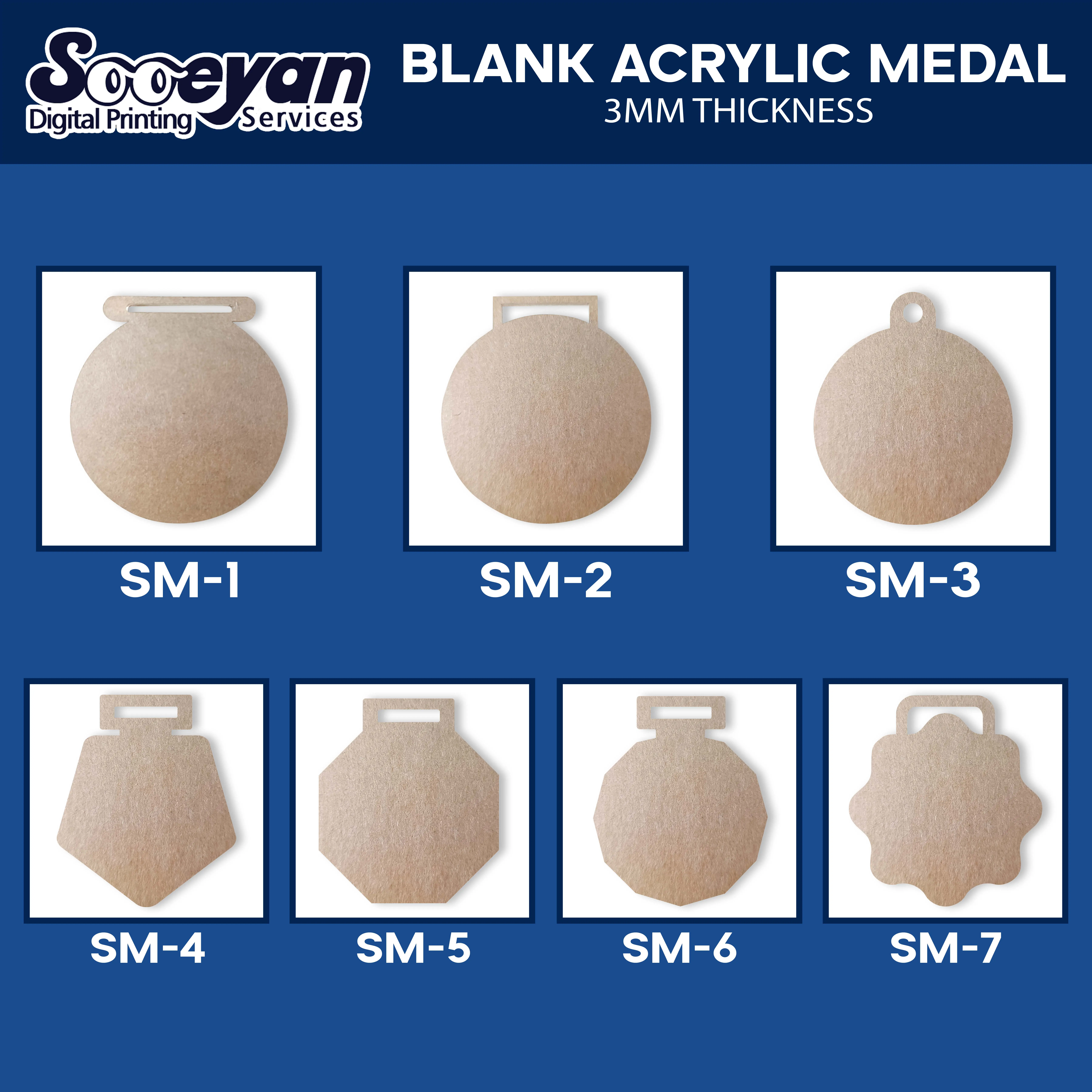 Acrylic Medal Clear (blank only) Thickness : 3mm