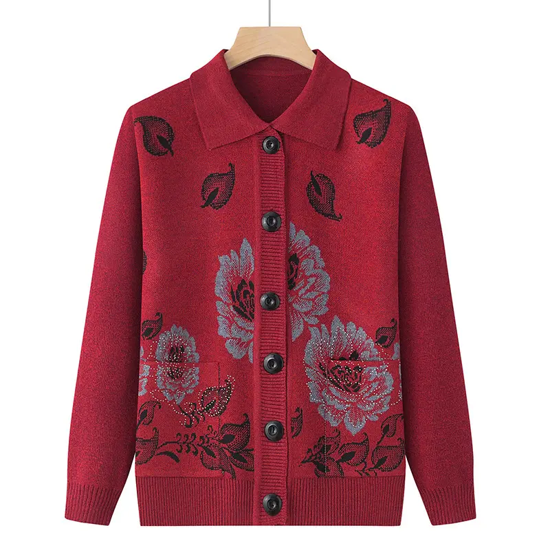 Áo Len Bà Ngoại Mùa Xuân, Áo Cardigan Dáng Rộng Cho Phụ Nữ Trung Niên Và Cao Tuổi, Áo Khoác Dệt Kim Mỏng Cho Mẹ, Quần Áo Tuổi 1