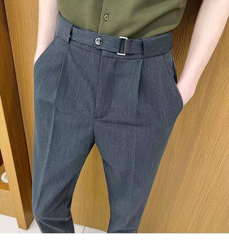 Product Introduction of Quần Âu Nam, Trang Trí Thắt Lưng, Họa Tiết Thiết Kế Mỏng Ôm Vừa Vặn, Thích Hợp Cho Mùa Xuân Và Mùa Hè, Trang Phục Công Sở Trang Trọng, Kiểu Thẳng thụng Quần Thường Ngày 18