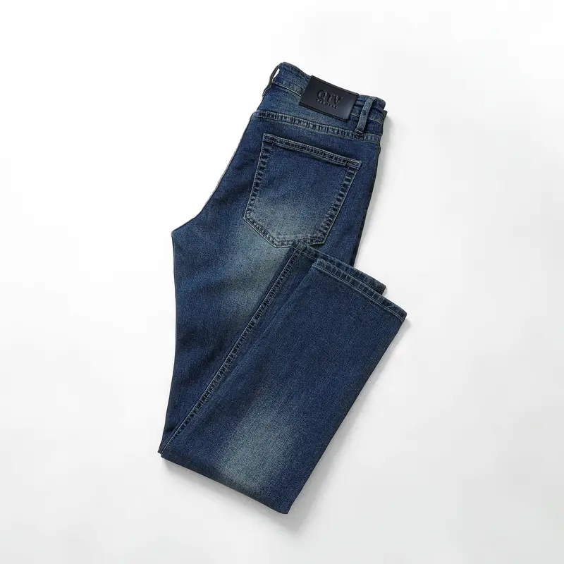 [QTV2] Quần jean nam co giãn, màu xanh dương wash trắng thời trang trước và sau, quần rin form ống slimfit_Q79 Pants Menswear Có Túi Cotton Denim 7