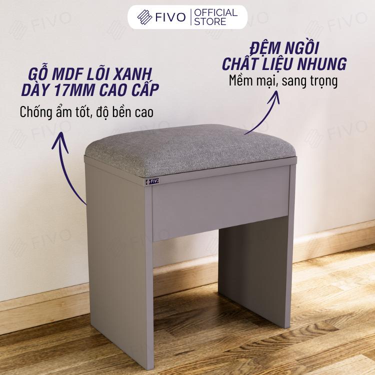  Ghế Đôn Nệm Nhung FIVO FG01 Dùng Trong Phòng Làm Việc Học Tập Thiết Kế Sang Trọng Gỗ MDF Chống Ẩm Cao Cấp 