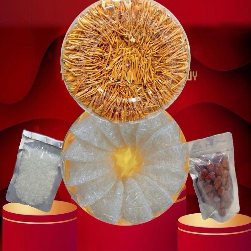 QL3-  100gr YẾN VỤN TỔ SẠCH LÔNG + tặng NẤM ĐÔNG TRÙNG HẠ THẢO 30gr + táo, đường