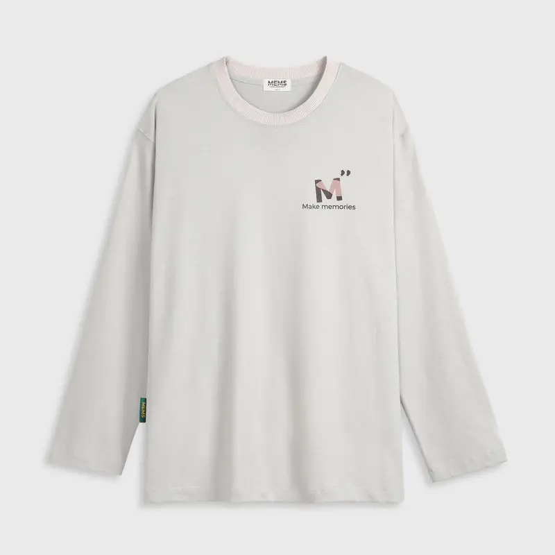 Moutain long sleeves | MEMS Áo thun cotton nam nữ tay dài cổ tròn in logo màu thiên nhiên 2
