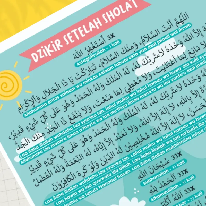 Poster Dzikir Setelah Sholat Sesuai Sunnah Poster Edukasi Pendidikan Dini Kun Sholihan 1