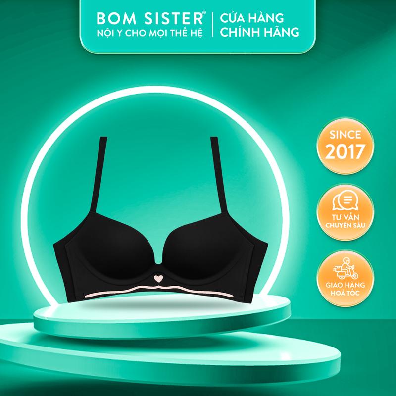BOM Sister x Ngọc Trinh - Áo lót nữ không gọng mút mỏng, bra xinh xắn họa tiết trái tim dễ thương bảng màu pastel, mặc đầm tua rua đẹp BOM SISTER A23880