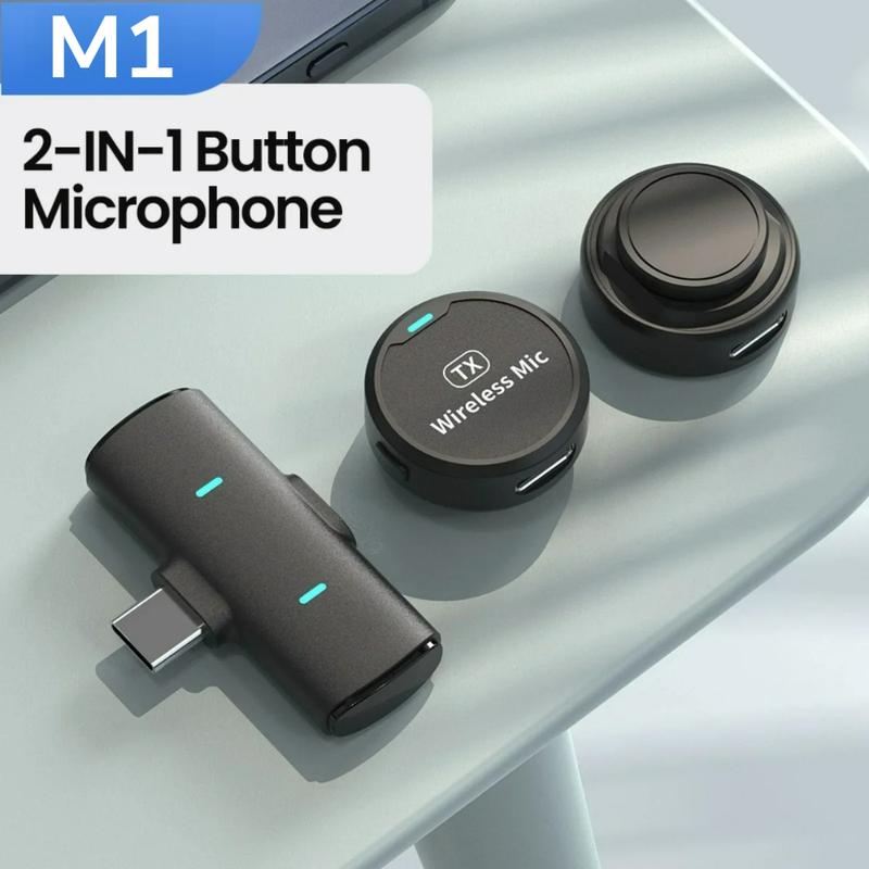 M1 wireless magnetic button microphone, compatible with iPhone, iPad, Type-C,for live streaming, interviews, Vlog recording, audio recording, portable mini microphone, plug and play noise reduction 0