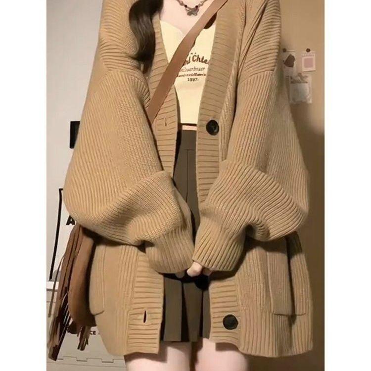 Áo Khoác Len Cardigan, Dành Cho Nữ, Hàng Mới Về Mùa Xuân Và Mùa Thu 2024, Phổ Biến Vào Mùa Thu Và Mùa Đông, Đồ Len Lười Biếng Và Rộng Rãi, Áo Khoác Nữ Cao Cấp 1