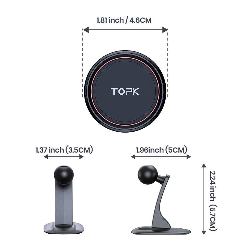 Product Introduction of TOPK Magnetic Car Phone Holder, 360° Adjustable Car Phone Mount, Universal Car Interior Accessories for iPhone Samsung Devices 1