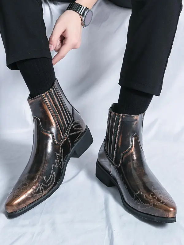 Men's Fashionable Plain Color Short Boots, Casual Comfortable Pointed Toe Ankle Boots for Daily Wear, Fashion Shoes for Party, Daily Clothing Decor, Valentine's Day, Gift 0