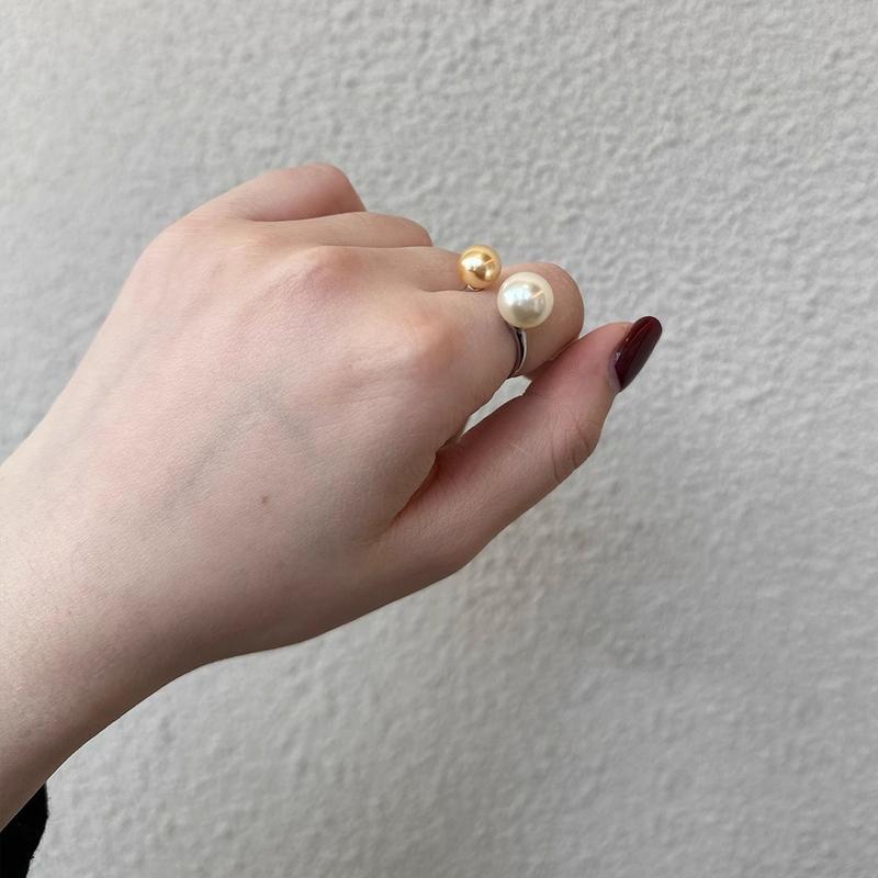 Nhẫn Ngọc Trai Tahiti, Tròn Hoàn Hảo, Màu Trắng Ấm Áp, Lớn Và Nhỏ, Bạc Sterling S925, Dành Cho Phụ Nữ, Thời Trang Và Thanh Lịch, Nhẫn Ngọc Trai Đôi Đơn Giản 2