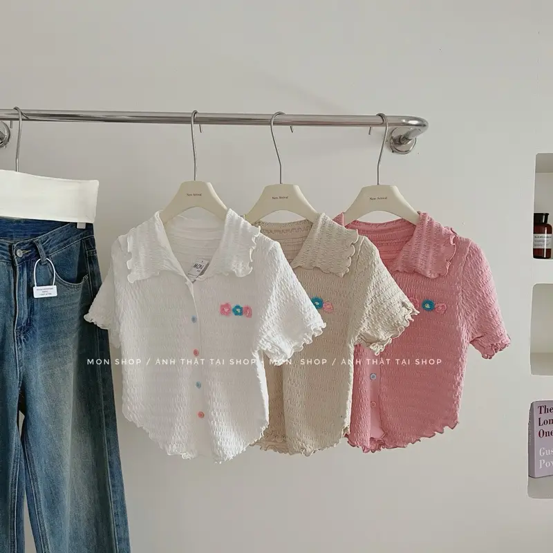 Áo thêu bông hoa cúc màu dễ thương - với nhiều màu xinh