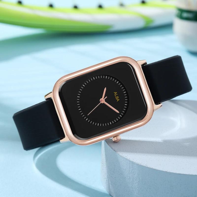 Jam Tangan Wanita Alba Tali Karet Rubber Korean Fashion 6