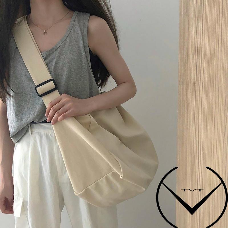 Túi Đeo Chéo Canvas Cỡ Lớn Thời Trang Học Sinh , Sinh viên Đi Học Đi Chơi Phong Cách Hàn Quốc Bag Nữ Đeo Vai Tote
