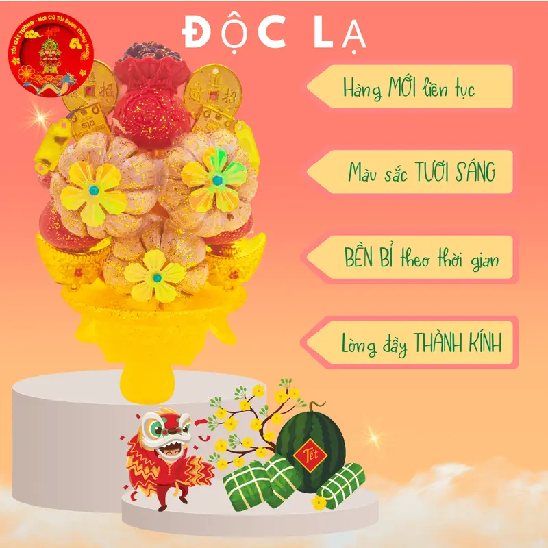 C57 - Tháp tỏi thờ cúng ông địa có đèn led, dĩa tỏi thần tài ngọc thực rồng vàng phát lộc chuẩn phong thủy - TỎI CÁT TƯỜNG - Trang Trí Nhà, Decor Phòng, Đồ trang trí phong thủy 3