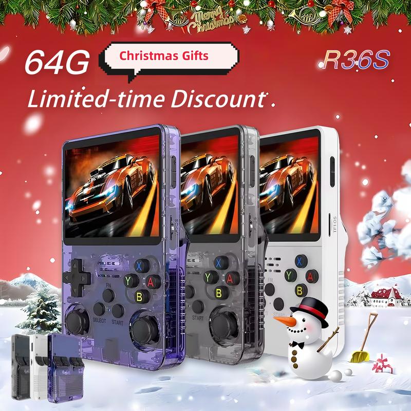 VELEC R36S Handheld Retro Game Console with 64G Built-in 15000+ Games,Emu ELEC system,3.5 in IPS Screen Built in 3000mAH Battery TF Card Preinstalled Gamess  #springtok 0