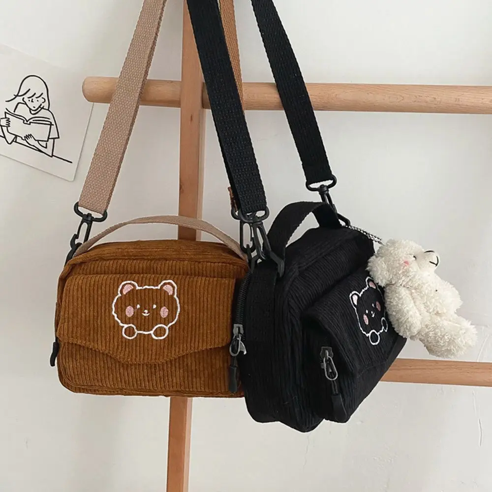Túi Xách Du Lịch In Hình Gấu Hoạt Hình Cho Nữ, Túi Đưa Thư, Túi Đeo Vai, Túi Tote Sinh Viên Dễ Thương, Túi Thường Ngày Bằng Vải Nhung Mềm