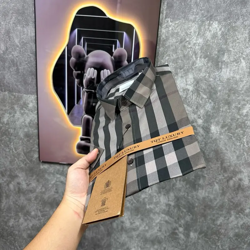 Áo Sơ Mi Sọc Xám Nam Menswear Ngắn Tay Kem Kate Pique 2