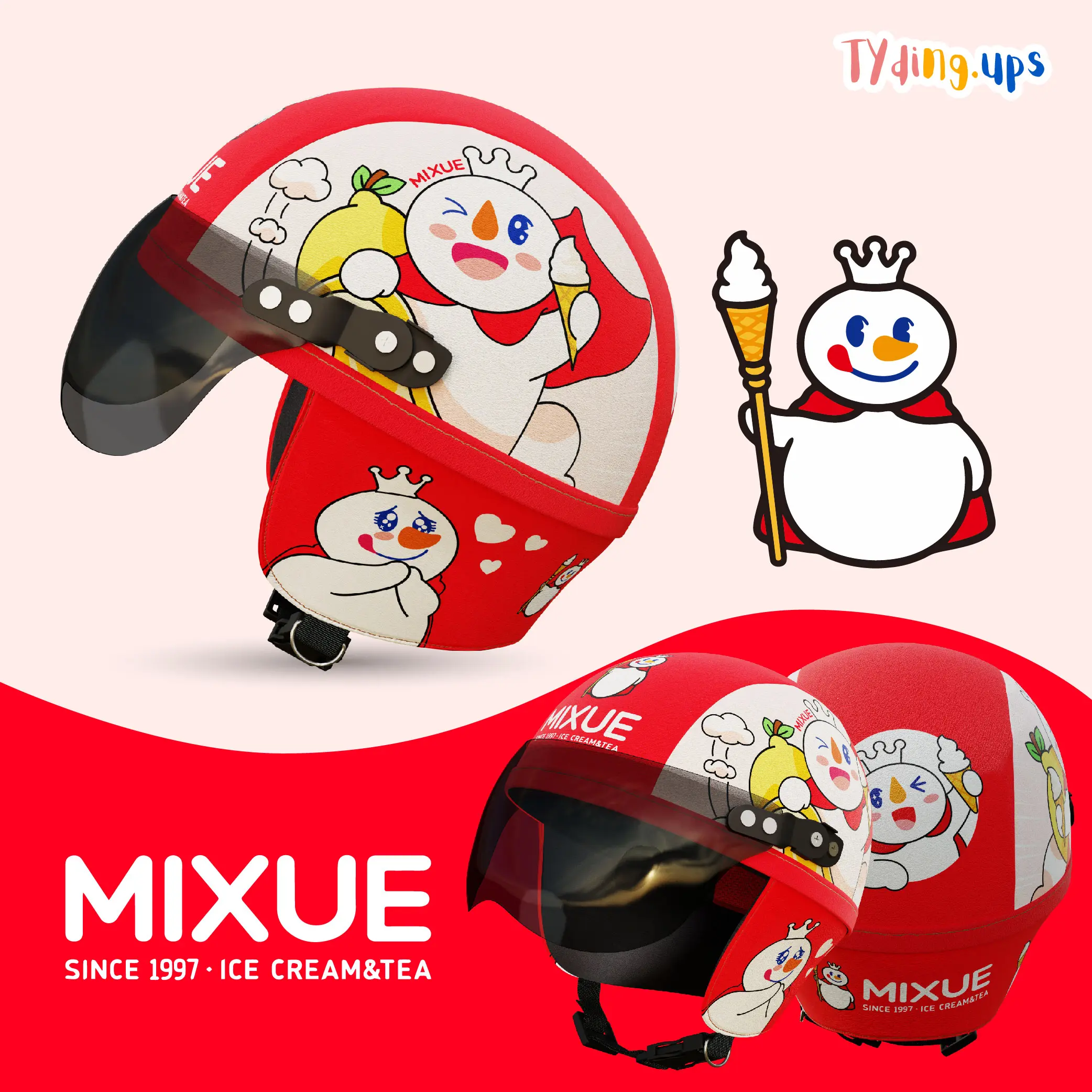 HELM RETRO CHIPS ANAK CUSTOM NAMA KARAKTER MIXUE  UNTUK USIA 1 2 3 4 5 TAHUN LUCU