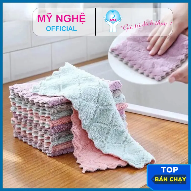 Khăn Lau 2 Mặt, Khăn Lau Tay, Làm Sạch Bếp Vải Thấm Nước Tốt