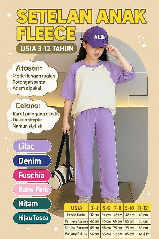 Setelan Baju Anak Perempuan Motif Ballerina 85 Outfit Set Celana Panjang Usia 3-12 Tahun