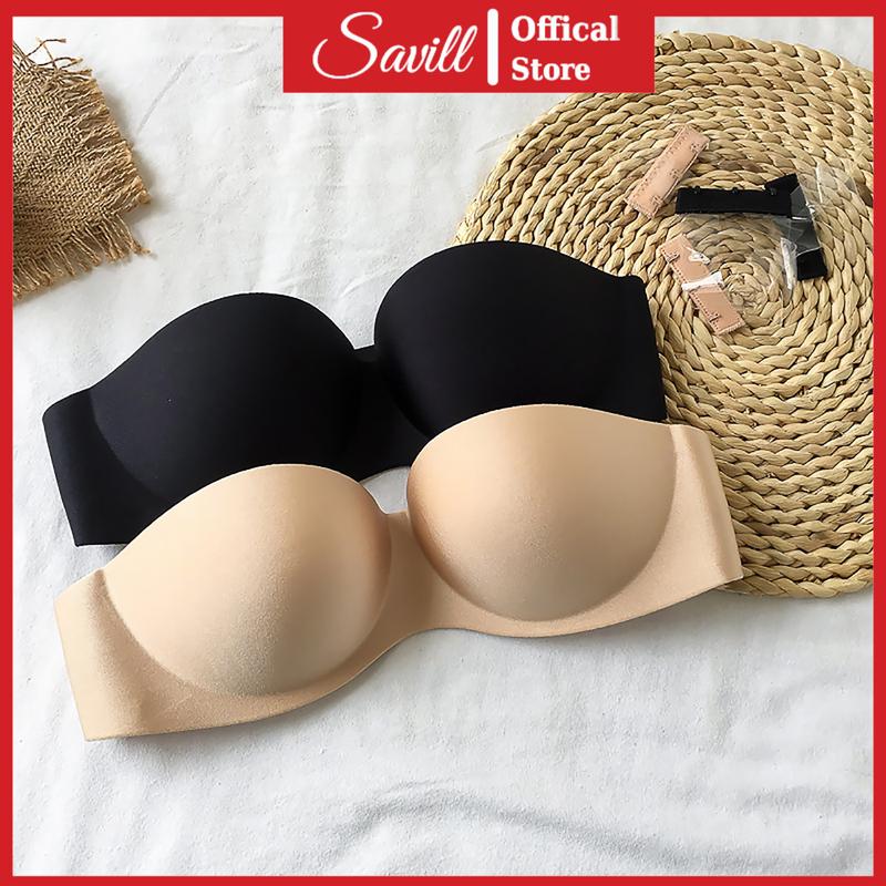 Áo Ngực Không Dây Cúp Ngang Mút Mỏng, Bra Nữ Không Gọng Mặc Váy Hở Lưng SAVILL A218 Women Nhung Voi