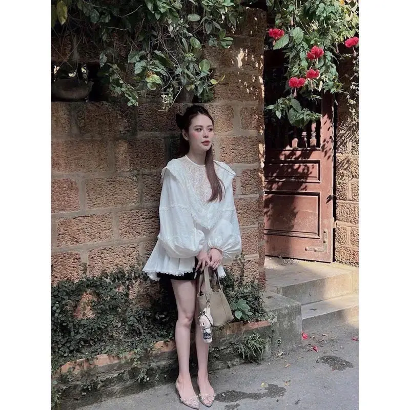 ￼THE SUN - Áo váy ren dài tay bồng ( hình chụp thật )