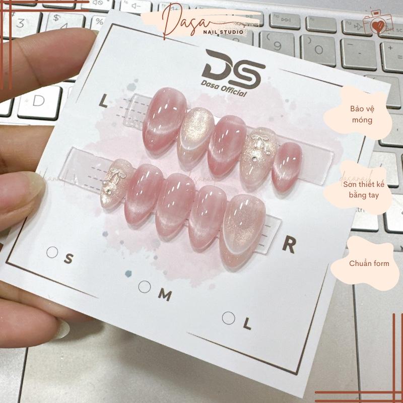 MÓNG TAY GIẢ form hàn quốc Dasa thiết kế nail box mắt mèo fench họa tiết xinh xắn nhẹ nhàng MT223 TẶNG KEO DÁN MÓNG miếng mat meo sơn đỏ thạch xám mong gia