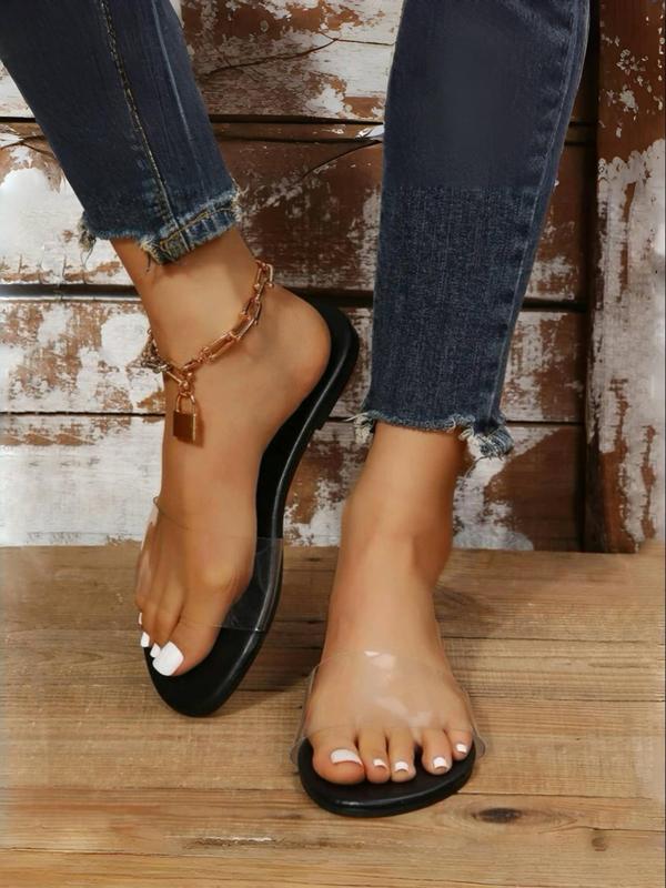 Women's Simple Plain Transparent Band Slip on Slide Sandals, Casual Comfortable Non-slip Sandals for Summer, Lightweight Breathable Shoes for Daily Wear 2