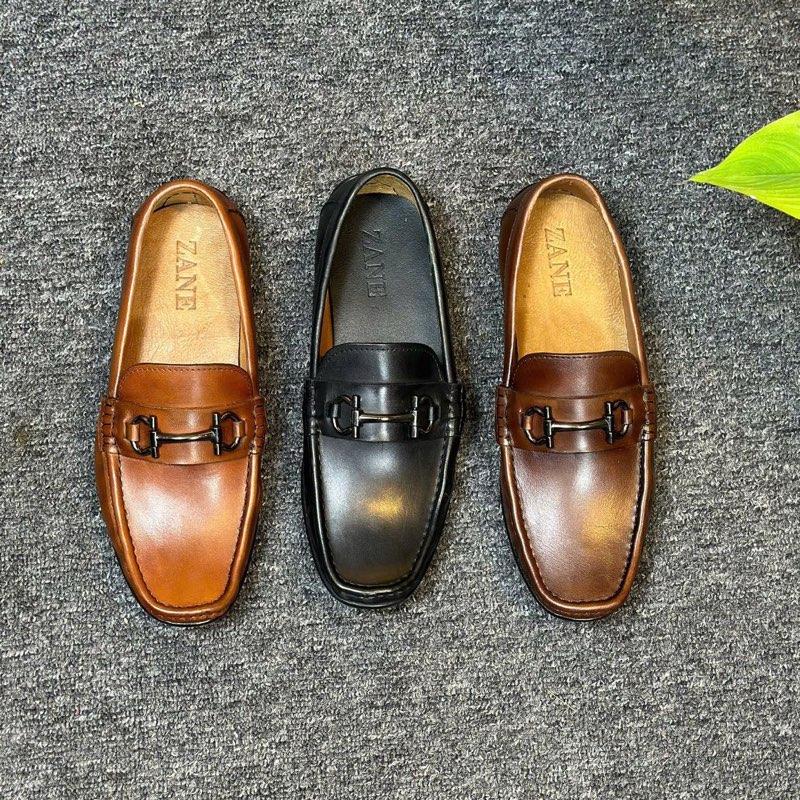 Giày mọi nam da bò ý đánh màu thủ công patina