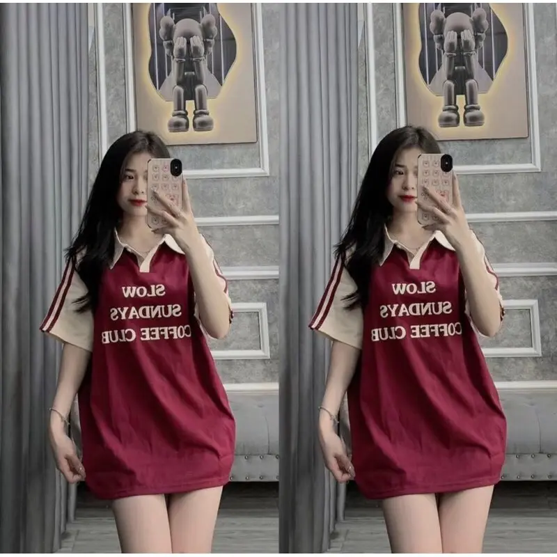 ( sẵn 3 màu ) Áo Polo Slo.w phối màu tay lỡ unisex thoáng mát