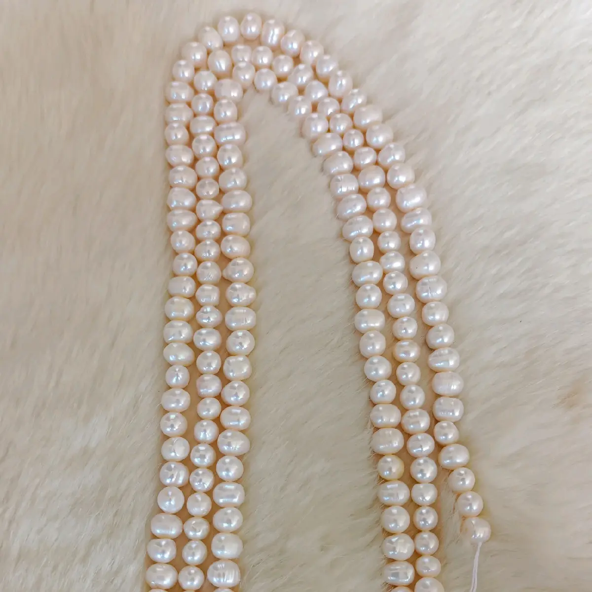 String Mutiara air tawar putih ukuran 7-8 Perhiasan
