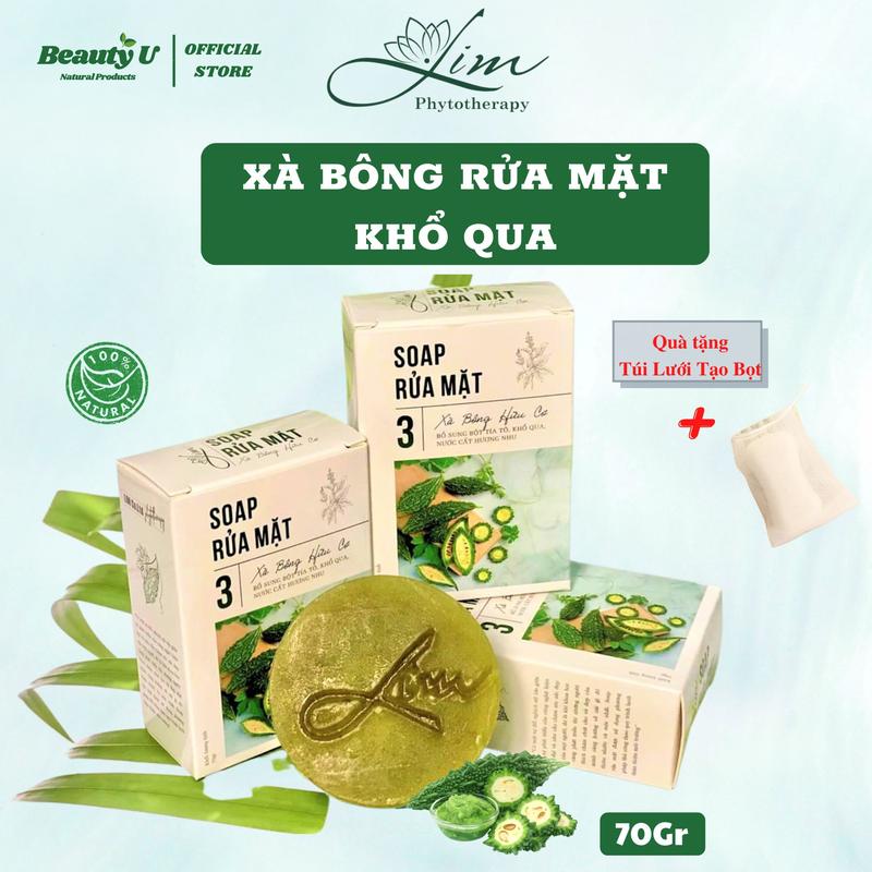 Soap Rửa Mặt Lim Tía Tô Mướp Đắng , Xà Bông Xà Phòng Handmade Giảm Mụn Lưng Thâm Mông Nách