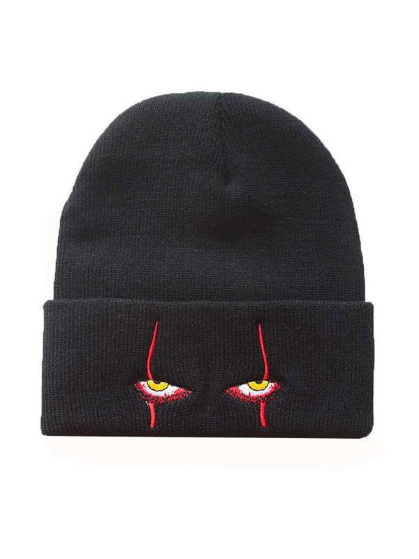Unisex Street Style Beanie Hat with Eye Design, Casual Trendy Warm Beanie Hat, Fashionable Knitted Beanie Hat For Fall & Winter 3