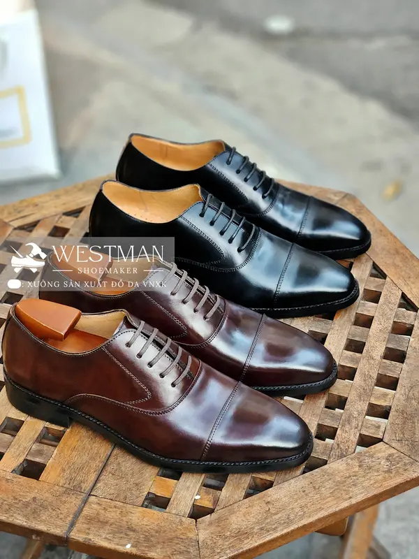 Giày Da Nam Oxford Captoe Westman W0001CS - Màu Nâu Đậm Patina Handmade 1