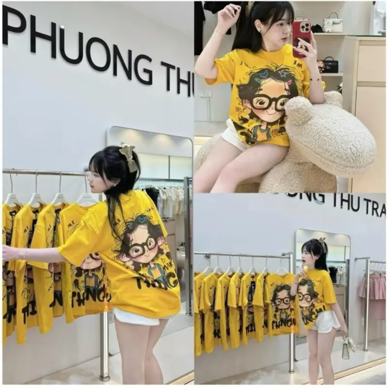 [ÁO COTTON LẠNH 4 CHIỀU VIP] UNISEX FORM RỘNG IN HÌNH CÔ GÁI VÀNG 2 MẶT MỀM MỊN 19TEE.