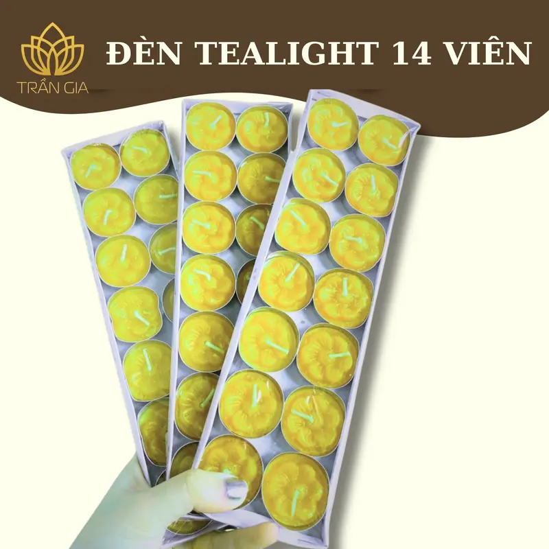 Vĩ 14 viên Nến tealight trang trí set cúng thôi nôi đầy tháng nhiều màu 2