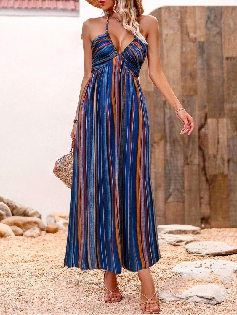 Product Introduction of Women's Striped Print Cami Dress, Casual Sleeveless Dress for Summer, Fashion Women's Clothing for Daily Wear 1