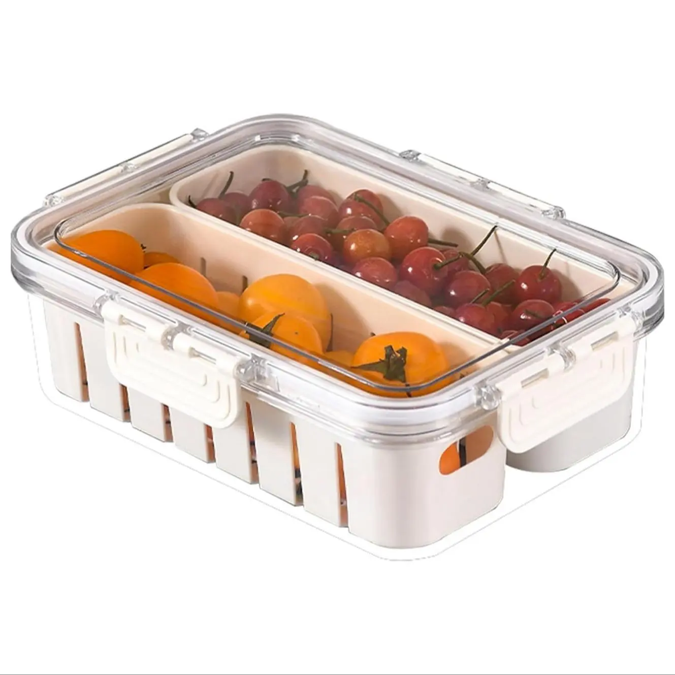 Food Storage Box, 1 Count Clear Food Fruit Storage Container with Lid, Food Storage Organizer for Home Kitchen Dormitory Office Outdoor Picnic