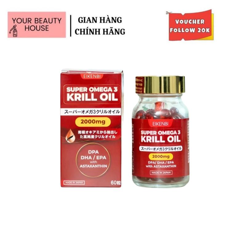 [Eikenbi] Viên Uống Dầu Nhuyễn The Super Omega 3 Krill Oil 2000mg - 60 Viên
