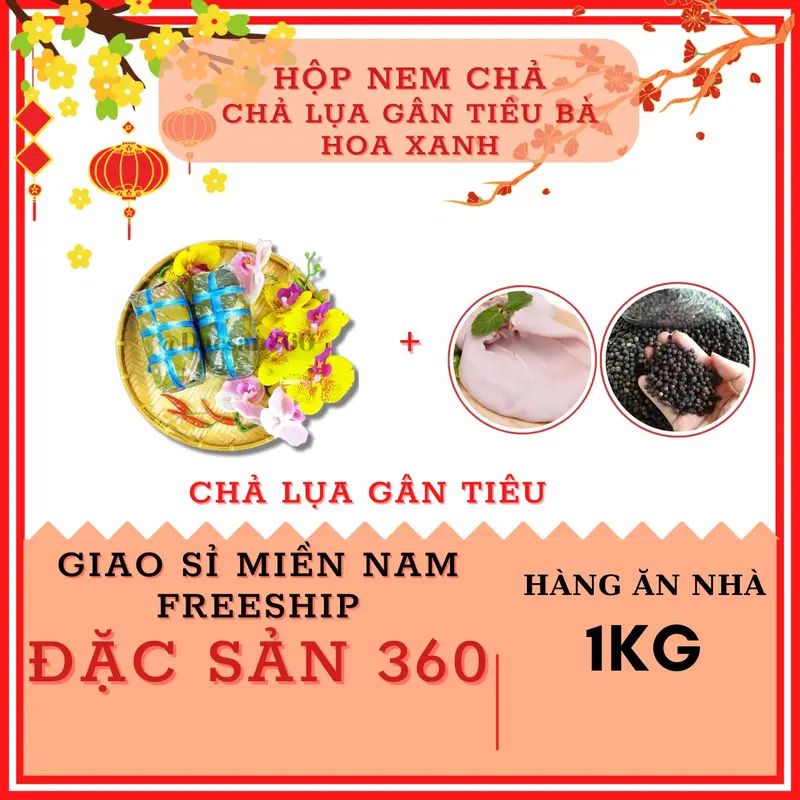 Chả Lụa GÂN TIÊU Bà Hoa XANH 2 Cây 500g Hàng Ăn Nhà 1kg (Chỉ Giao Miền Nam) - BHX.ANNHA.002 0