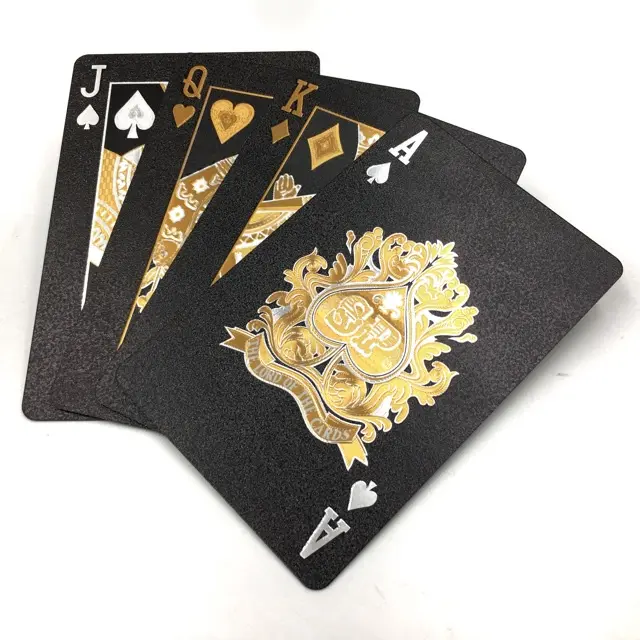 {Fast Shipping}Waterproof 24K Black rose Foil Plated Cover Poker 54 Playing Cards