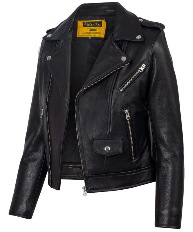 Áo Da Nữ FTT Leather Biker Jacket Da Cừu Cúc Khoá Trắng
